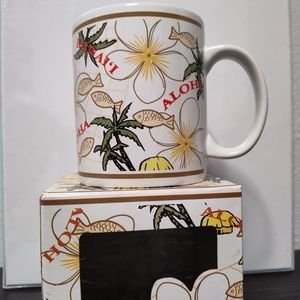 Vintage Island Heritage Coffee Mug White Plumeria of Aloha